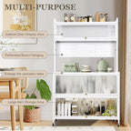 Kitchen Pantry Storage Cabinet with Shelf, Multi-Layer Metal Pantry Cabinet on Wheels, Modern Sideboard for Dining Room, Living Room
