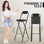 Thyle 1 Pcs Folding Bar Stool with Backrest Counter Height Seat,29.5 Inch | Tall Foldable Design for Kitchen Island Cafe Dining, Portable Space-saving, Leather Padded Seat Back, Metal Frame