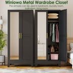 Metal Armoire Wardrobe Closet, 71" Clothing Storage Cabinet with Mirror