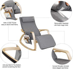 Relax Adjustable Lounge Rocking Chair with Pillow & Pocket Comfortable Armrest Backrest Adjustable Footrest