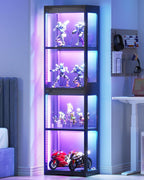 AODK Glass Display Cabinet with Glass Doors, Display Case with RGB Lights