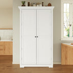 72''H Farmhouse Kitchen Pantry Cabinet, Freestanding Kitchen Pantry with Door Shelves, Adjustable Shelves, and 6 Drawers, Large Cupboard for Dining Room Living Room, White