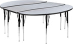 Flash Furniture Emmy 2 Piece 86" Oval Wave Flexible Grey Thermal Laminate Activity Table Set - Standard Height Adjustable Legs | Height Adjustable, Flexible, Durable Construction, Commercial Use