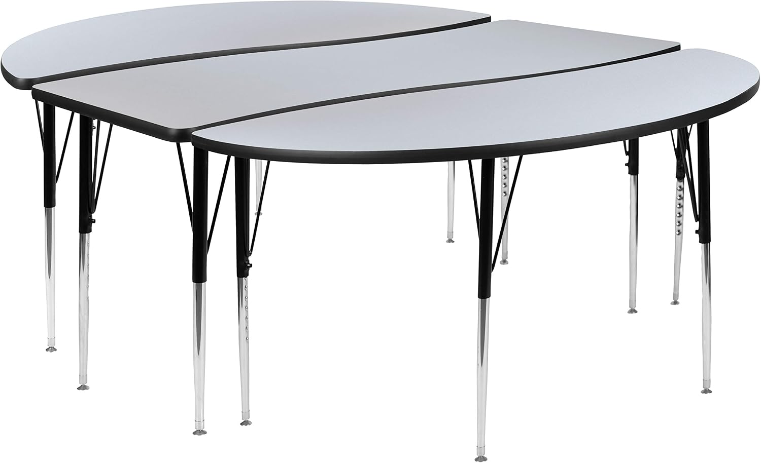 Flash Furniture Emmy 2 Piece 86" Oval Wave Flexible Grey Thermal Laminate Activity Table Set - Standard Height Adjustable Legs | Height Adjustable, Flexible, Durable Construction, Commercial Use