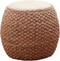 Round Ottoman Natural Seagrass Braided Poof Hand Weaving Round Ottomans Boho Footrest Stool for Home Living Room Bedroom Patio(37cm/14.5in)