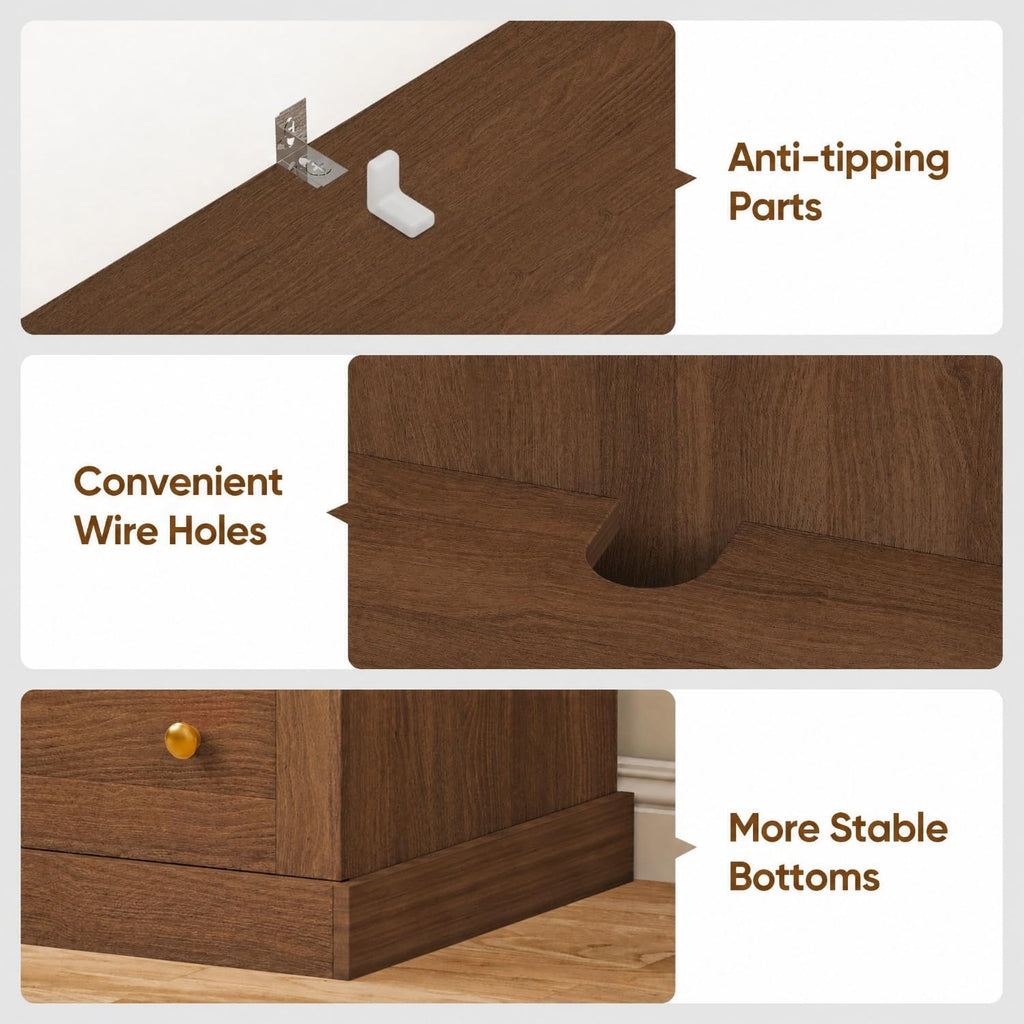 71" Farmhouse Kitchen Pantry Cabinet with Glass Doors & Drawers, Set of 3 – Dark Brown Freestanding Coffee Bar Hutch with Adjustable Shelves, Large Storage Cabinet with Microwave Stand for Kitchen