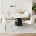 Upholstered Dining Chairs Set of 4,36.6" Modern Accent Dining Chair with Gold Metal Frame&Backrest,Faux Leather Dining Chair for Living Room/Dining Room/Reception Room/Studio/Small Place(Beige)