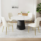 Upholstered Dining Chairs Set of 4,36.6" Modern Accent Dining Chair with Gold Metal Frame&Backrest,Faux Leather Dining Chair for Living Room/Dining Room/Reception Room/Studio/Small Place(Beige)