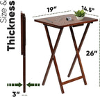 PJ Wood - 5-Piece Wooden Folding TV Tray Table Set - Honey Oak Snack Tables | Rubberwood Construction, 19.09 x 14.57 x 26 in, Folds To 3 in Thick, 40 lb Capacity, No Assembly Required