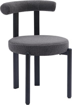Boucle Dining Chairs Set of 4 Kitchen & Dining Room Chairs(Gray) | Mid Century Modern Upholstered Dining Chairs with Curved Backrest and Black Metal Legs