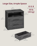 VASAGLE 23.6‑Inch Wide Nightstands, Set of 2, LED Lights, 2 Drawers