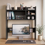 30" Black Desk Hutch Dorm Top Only with Sheves Felt Board for College