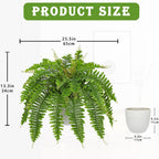 Hollyone Artificial Fern Plants in White Pot 25.5" Medium Artificial Boston Fern 31 Leaves for Outdoors & Indoor Faux Potted Plants Fake Ferns Bush Plant Patio Garden Farmhouse Porch Home Decor Green