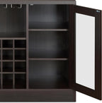 Knocbel Wooden Storage Wine Cabinet with Glass Door and 2 Interior Shelves, Console Table Buffet Sideboard Server with Drawers and Open Compartments for Kitchen 16" D x 47" W x 33" H Espresso