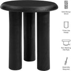 Modway Mavina Mango Wood Round Side Table in Black - Modern Wood Accent Table for Living Room