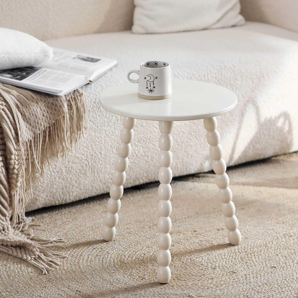 Solid Wood Small Side Table, Round End Table for Small Space, Accent Table Nightstand Modern Table for Living Room Bedroom Office Couch