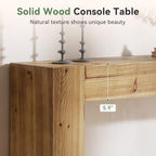 Solid Wood Console Table, 63-Inch Farmhouse Sofa Table Behind Couch for Entryway, Living Room, Foyer, Easy Assembly (Light Wood)