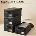 DVD Storage Box 6 Pack, PU Leather DVD Organizer Stackable, Holds 156 DVDs, Disc Organizer for Blu ray CD Video Game, Home Entertainment Media Holder