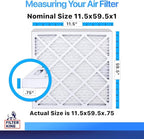 Filter King 11.5x59.5x1 Air Filter | 4-PACK | MERV 8 HVAC Pleated A/C Furnace Filters | MADE IN USA | Actual Size: 11.5 x 59.5 x .75"