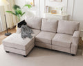 85" Sectional Sofa Couch with Storage Ottoman,L Shaped Couch with Armrest Organizer,3-Seater Sofa,Small Modular Couches for Living Room,Bedroom,Apartment,Chenille,Khaki