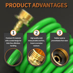 GASHER 25FT PU Recoil Garden Water Hose with 3/4"Inch Brass Fittings Retractable, Swivel Female for Boating, Pool & Spa, RV, Home and Garden（Green)