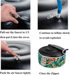 FUNHOME Inflatable Stool Ottoman Footrest with Handle, All Weather Footrest Seat D20 xH9, Water Repellent Footstool Pouf for Home Patio Garden and Camping Use-Rosario Flower Leaf