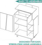 Tuhome Cesna Microwave Sideboard Kitchen Pantry Cabinet, 36.3" Freestanding Pantry Storage with 2 Doors, 5 Shelves & Appliance Surface, White Engineered Wood