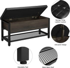 HOSTACK 40" W Storage Bench, Entryway Shoe Bench with Cushion, Dark Brown | Wood Metal Bench with Flip-Open Hidden Storage, Ottoman Bench with Padded Seat & Shoe Rack for Hallway, Bedroom, Living Room