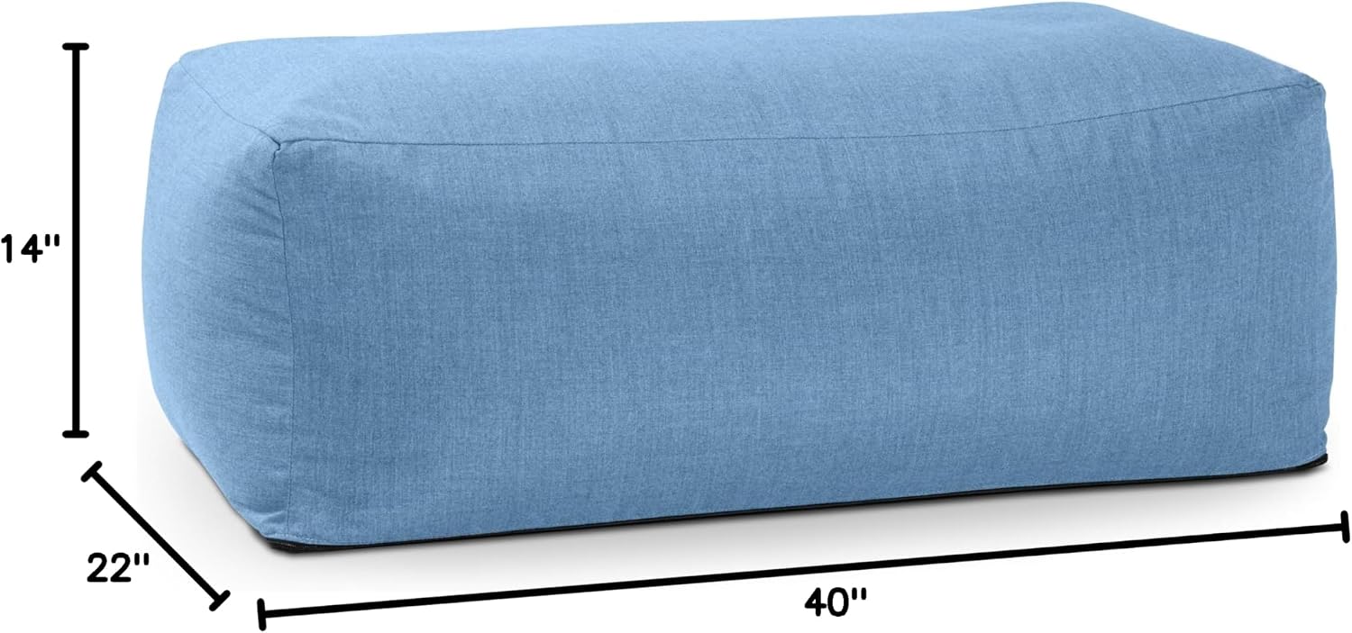 Jaxx Coza Ottoman - Large Outdoor Pouf & Footrest - Sunbrella, Ocean Blue