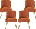 Dining Chairs,Modern Living Room Chairs, Velvet Upholstered Dining Room Chairs with Gold Legs,Tufted Accent Chair Set of 4 for Reception Room Bedroom Study Room(Orange)