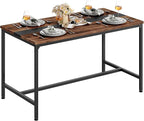 47.2'' Dining Table, Rectangle Color-Blocked Kitchen Dinner Table, for 6 People, Writing Desk, for Dining Room, Living Room, Office, Rustic Brown and Black TCZ12BF