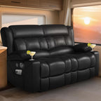 RV Loveseat Recliner Sofa, Reclining Loveseat Home Theater Seating with USB Ports, Cup Holders, Insert Pockets, Wall Hugger RV Recliners for Movie Room, Recline Movie Seats Gaming Sofa