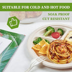 ECOLipak 125 Pack 3 Compartment Plates Disposable, 10 inch Heavy-Duty Compostable Paper Plates Made of Eco-Friendly Sugar Cane Fibers