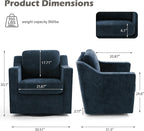 Swivel Accent Chairs Set of 2, Chenille Upholstered Armchair for Living Room, Modern Armrest Chair Comfy Single Sofa Bedroom Reading Seat with Lumbar Pillow - Navy