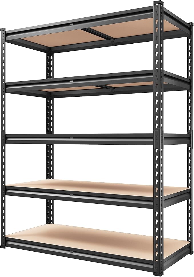 REIBII 2000LBS Garage Shelving Heavy Duty Storage Shelves 72" H Metal Shelving for Garage Shelves Adjustable Metal Shelf for Basement Pantry 35.5" W x 72" H x 15.8" D