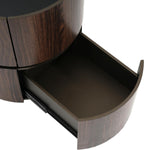 Italian High-End MDF Double-Layer Storage Round Side Table - Brown & Black Elegance
