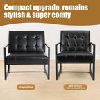 Glitzhome Mid Century Modern Accent Chair, Comfy Living Room Chair with Durable Metal Frame,PU Leather Cushioned, Reading Armchairs for Living Room, Bedroom, Home Office, Black