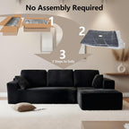 Modular L Shaped Sectional Couch, Cloud Style Sofa with Deep Seat Cushions, Sofa for Living Room and Apartment, Easy Assembly Couch in a Box (Black, 96" L Shape with Right Facing Chaise)