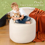 Round Corduroy Footstool Pouf for Couch | Soft plush shredded foam filled hassock stool. Perfect for living room use as foot rest or ottoman.