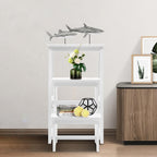 Wooden Folding Library Ladder Chair, 3-Step Multifunctional Step Stool, Display Ladder and Storage Shelf for Kitchens, Garages, Bars, Counters (White)