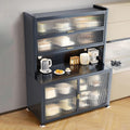 JKGHK Kitchen Pantry Cabinet Storage with Microwave Shelf, Kitchen Cabinet Storage with Acrylic Doors, Steel Buffet Cabinets with Pegboard, Coffee Bars with Adjustable Feet(Gray,31x72in)