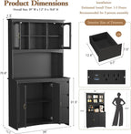 Garvee Kitchen Pantry Cabinet with LED Lights & Charging Station, 71" Tall Kitchen Hutch Storage Cabinet with Countertop, 3 Drawers, 4 Doors, Adjustable Shelves for Dining Room, Black