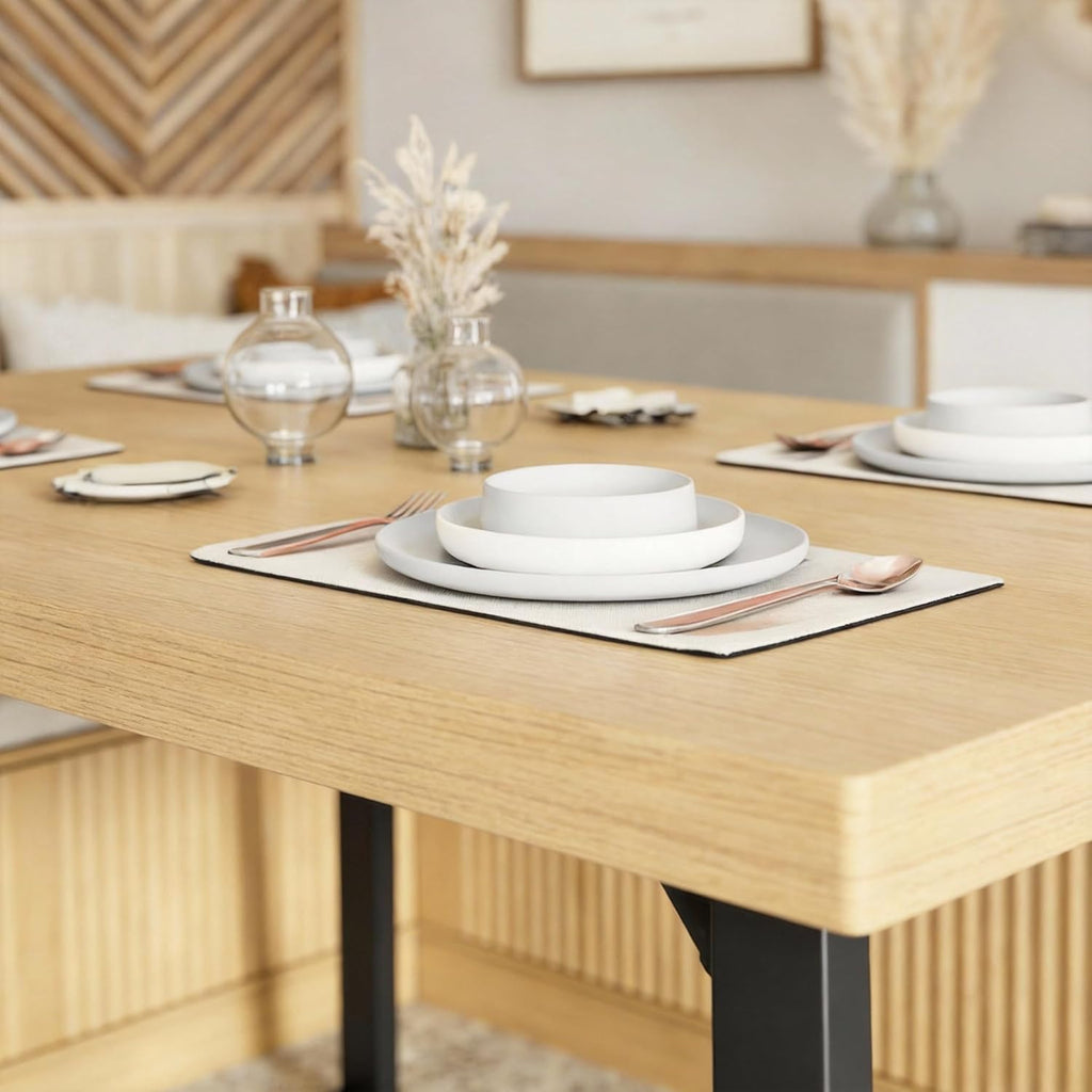 Brafab Corner Dining Table Set, 43 Inch Breakfast Nook Table Set with Bench with Hidden Storage & 2 Ottomans, 5-Piece Corner Bench Dining Table Set, Natural