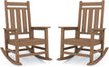 KINGYES Oversized Outdoor Rocking Chair Set of 2, HDPE Patio Rockers, Brown | | All-Weather Patio Rocking Chairs for Porch | High Back & Wide Seat for Garden, Lawn