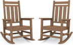 KINGYES Oversized Outdoor Rocking Chair Set of 2, HDPE Patio Rockers, Brown | | All-Weather Patio Rocking Chairs for Porch | High Back & Wide Seat for Garden, Lawn