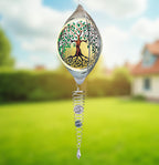 ISEO Tree of Life Wind Spinner for Yard and Garden with Gazing Ball Set, Hanging Outdoor Decor, Yard Art, Porch and Patio Decorations, Metal Wind Spinners Outdoor, Weather Resistant, 6.5”