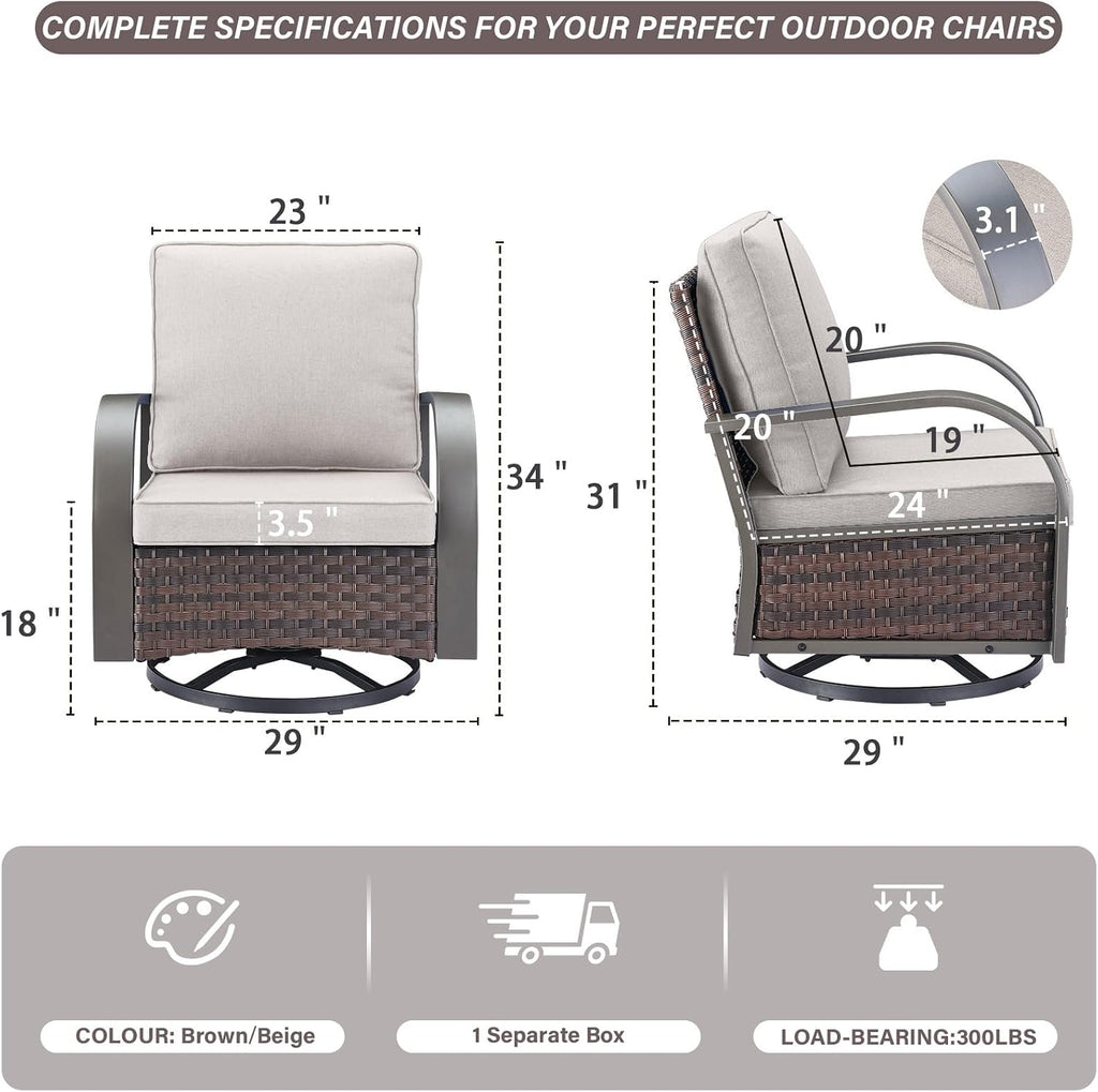 Belord Outdoor Swivel Rocker Patio Chairs Set of 2