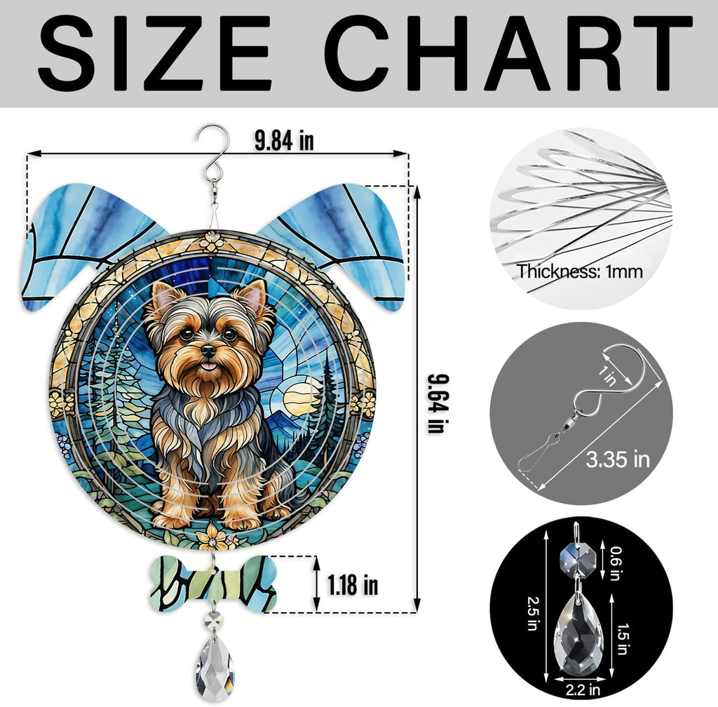Yorkshire Terrier Dog Ears Wind Spinner, Yorkshire Terrier Wind Spinner Hanging for Yard and Garden (Yorkshire Terrier)