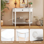 Giantex 2-Tier Narrow Console Table, 36" White Entryway Table with Storage Drawer & Elegant Legs, Wooden Sofa Table with Open Shelf for Living Room, Foyer, Hallway, Bedroom, Entrance