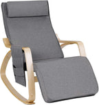 Relax Adjustable Lounge Rocking Chair with Pillow & Pocket Comfortable Armrest Backrest Adjustable Footrest